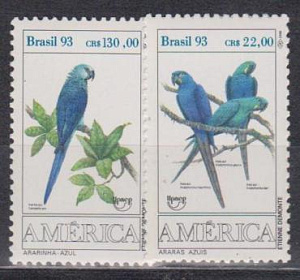Бразилия 1993, Попугаи, 2 марки